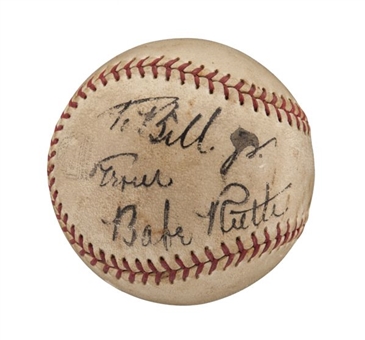 Babe Ruth Single Signed and Inscribed Baseball    